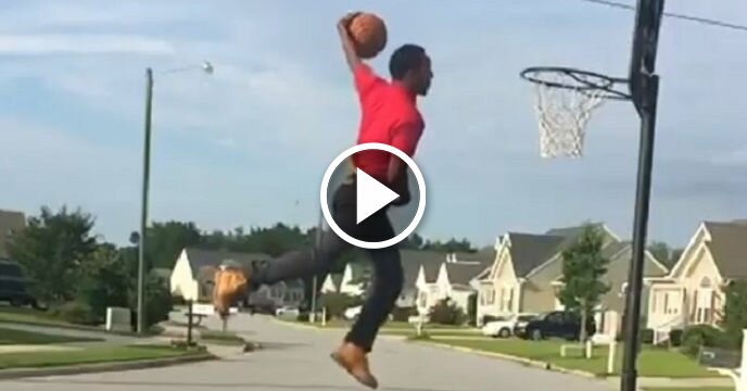 Random Dude Throws Down a Ridiculous Dunk While Wearing Timberlands