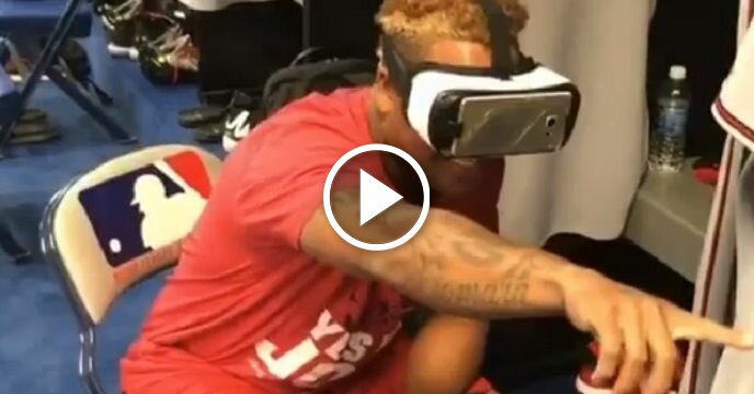 Cleveland Indians' Jose Ramirez Literally Gets Scared Out of His Chair While Using Virtual Reality