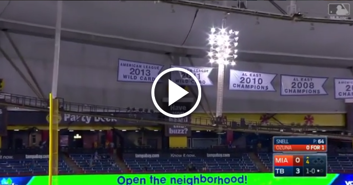 Miami Marlins' Marcell Ozuna Blasts 468-Foot Homer that Hits Banner at Tropicana Field