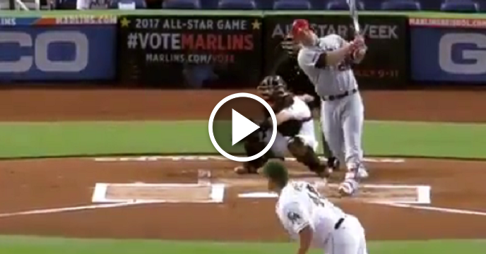 Mike Trout Clobbers Massive Home Run To The Back Of Marlins Stadium