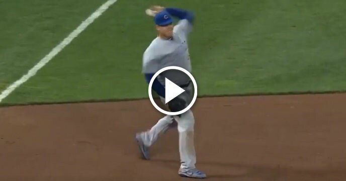 Anthony Rizzo Becomes First Left-Hander to Play Third Base Since 1997 After Kris Bryant HBP