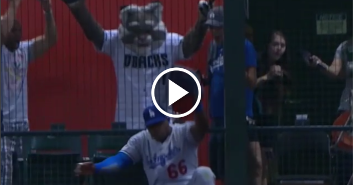 Diamondbacks Mascot Cheers Dodgers' Yasiel Puig for Home Run-Robbing Catch