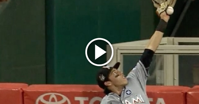 Watch: Marlins' Christian Yelich Robs Home Run From Phillies' Nick Williams