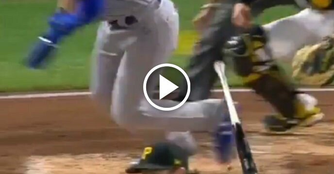 Chicago Cubs' Ian Happ Gets Tripped Up By His Own Bat