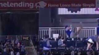 Royals Fan Flips Backwards Over Seat Trying to Catch Home Run
