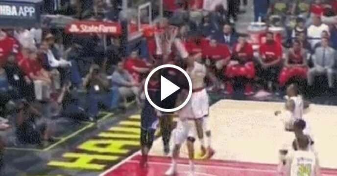 John Wall Cuts Through the Hawks' Transition Defense By Going Behind-the-Back For Left-Handed Jam