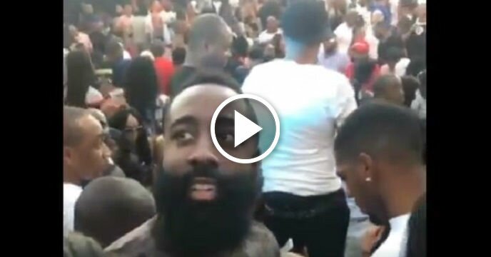 James Harden Meets a Dude Who Likes Like His Twin and He Can't Contain His Laughter