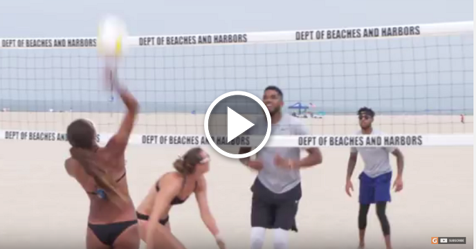 Karl-Anthony Towns & D'Angelo Russell Get Destroyed In Beach Volleyball