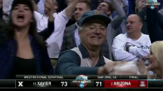 Actor Bill Murray Celebrates Xavier's Shocking Upset Win Over Arizona In Sweet 16