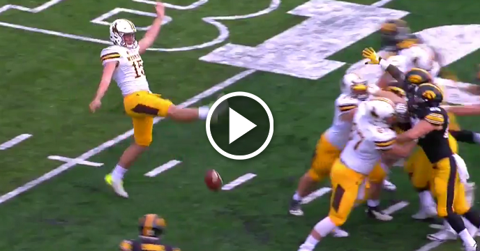 Watch: Wyoming Punter Fails To Punt Football Against Iowa