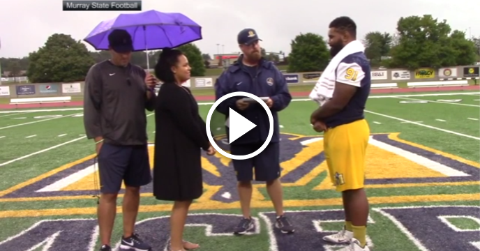 Murray State Football Player Married By Coach on Field After Practice