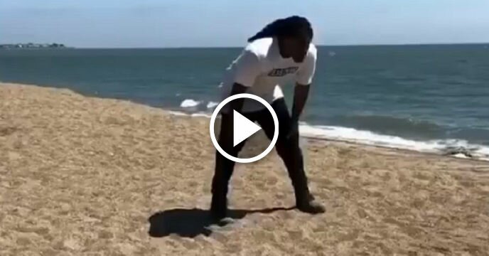 Marshawn Lynch Works Out on the Beach While Wearing Boots For Some Unknown Reason