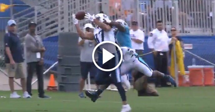 Titans' Eric Decker Makes Nice One-Handed Catch Against Panthers' Captain Munnerlyn