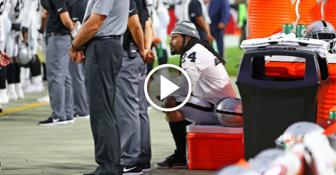 Marshawn Lynch Sits During National Anthem for Raiders vs. Cardinals