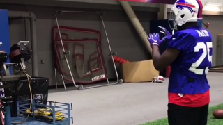 LeSean McCoy Shows Off Great Hands Standing Insanely Close to Jugs Machine