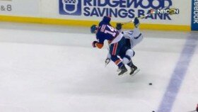 Watch Thomas Hickey Absolutely Level Jonathan Drouin With Open-Ice Hit