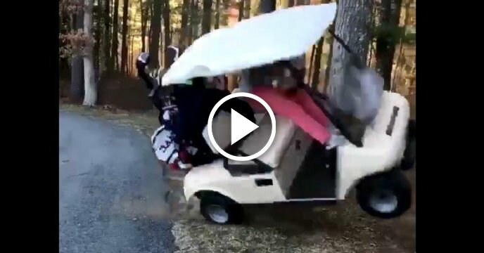 Two Dudes Try to Go Off-Roading in a Golf Cart and End Up Flipping the Vehicle
