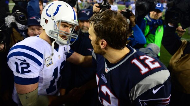 Andrew Luck and Tom Brady 2014 Playoffs