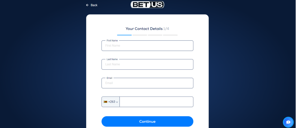 BetUs sign-up