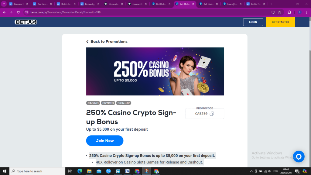 BetUs Crypto Casino Bonus