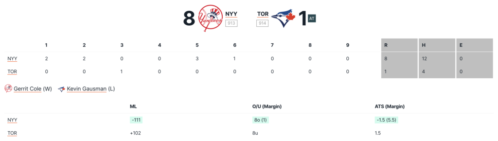 New York Yankees vs Toronto Blue Jays