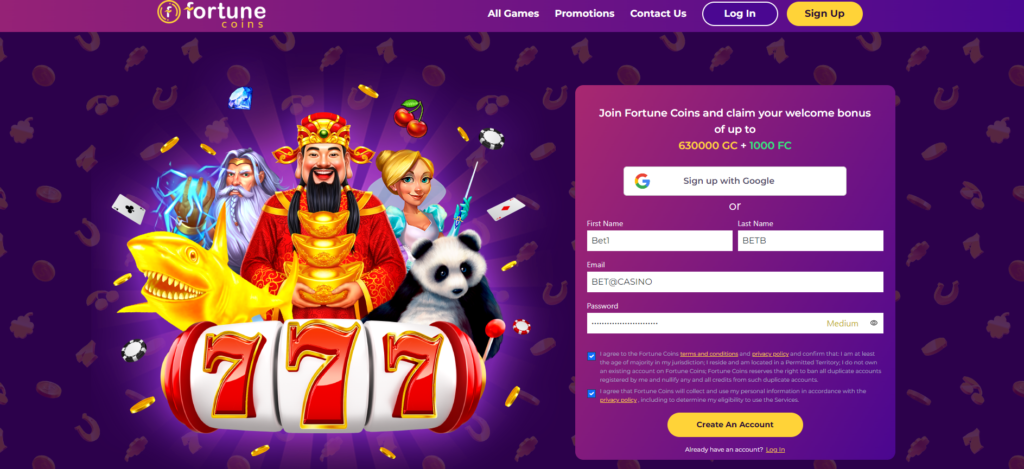 Fortune Casino Sign-up information