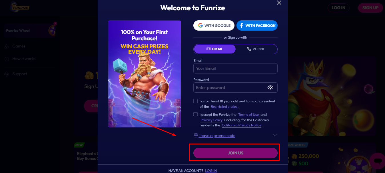  funrize com sign up
